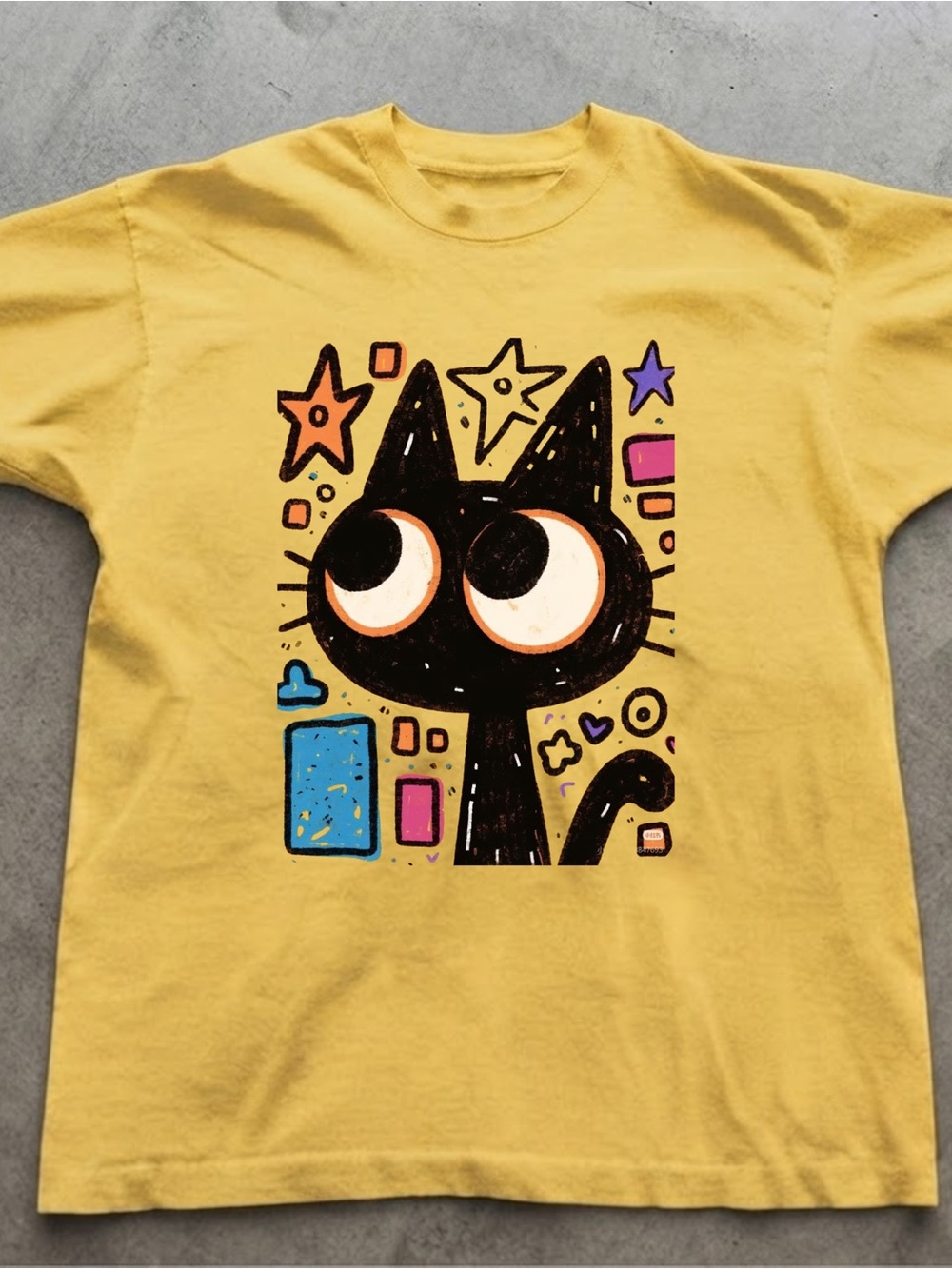 Yellow Cat Graphic Tee Gildan Heavyweight T-shirt